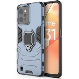 Mobigear Armor Ring Realme C31 Funda Plástico rígido Carcasa Antigolpes con anillo - Azul