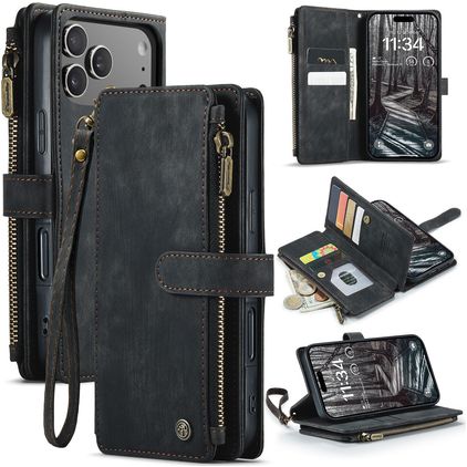 CaseMe C30 iPhone 17 Pro Plånboksfodral med sedelfack - Svart