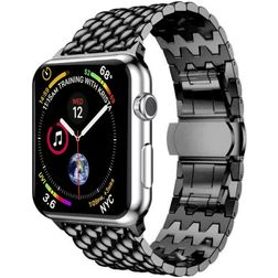 Mobigear Dragon Rostfritt stål Apple Watch Armband Fjärilslås - 49/46/45/44 mm - Svart
