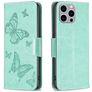 Mobigear Butterfly iPhone 15 Pro Max Pungetui med Seddelrum - Grøn