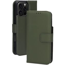Mobiparts iPhone 16 Pro Max MagSafe Cover Vera pelle Cover a libro 2 in 1 con guscio estraibile a portafoglio - Verde