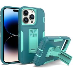 Mobigear Heavy Armor Stand iPhone 14 Pro Kova Suojakuori Iskunkestävä + Teline - Vihreä