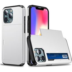 Mobigear Card iPhone 14 Pro Hard Case Back cover Shockproof with Card Holder - White