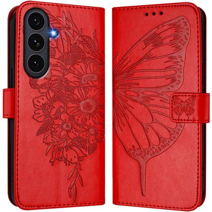 Mobigear Butterfly Samsung Galaxy S26 FE Plånboksfodral med sedelfack - Röd