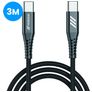 Mobigear Nylon Cavo da USB-C a USB-C 3 m - Nero