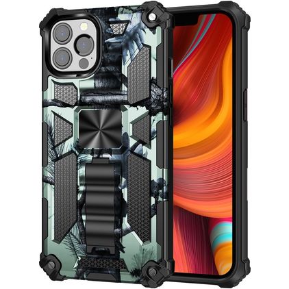 Mobigear Armor Stand iPhone 13 Pro Plástico rígido Capa traseira Antichoque com suporte - Verde