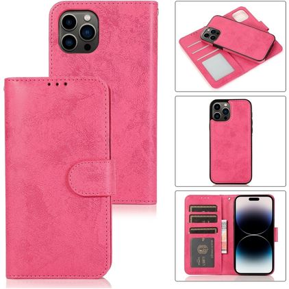 Mobigear Wallet iPhone 15 Pro Max Case Detachable 2-in-1 Wallet Case Wallet - Pink