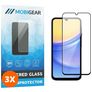 Mobigear Premium Samsung Galaxy A15 Tempered Glass Screen Protector - Case Friendly - Black (3-Pack)