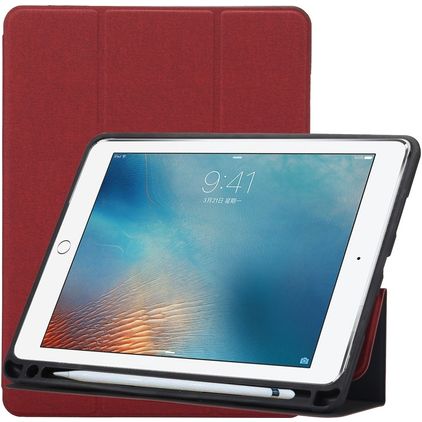 Mobigear Tri-Fold Gel iPad Pro 10,5 tum (2017) TPU / Konstläder Plånboksfodral + Pennhållare - Vinröd