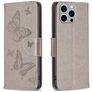 Mobigear Butterfly iPhone 15 Pro Max Pungetui med Seddelrum - Grå