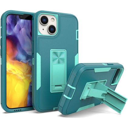 Mobigear Heavy Armor Stand iPhone 14 Plus Kova Suojakuori Iskunkestävä + Teline - Vihreä