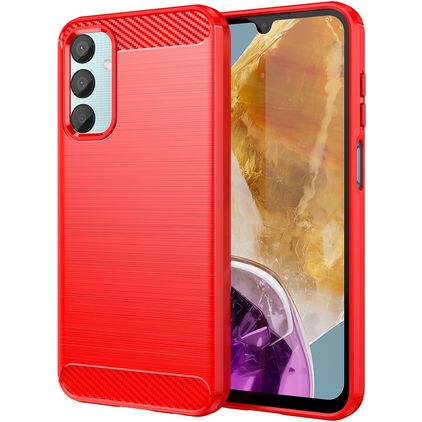 Mobigear Brushed Slim Samsung Galaxy M15 Flexibilní TPU Zadní kryt - Červená