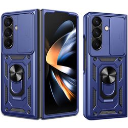 Mobigear Armor Ring Cam Slide Samsung Galaxy Z Fold 8 Ultra Plástico rígido Capa traseira Antichoque com anel e tampa deslizante para câmara - Azul