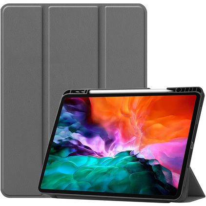 Mobigear Tri-Fold Gel iPad Pro 12,9 pollici (2022) TPU / Poliuretano (PU) Cover a libro + Portapenna - Grigio