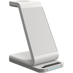 Mobigear PowerStack 3in1 QI Charging Station for Smartphone / AirPods & Apple Watch - White