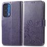 Mobigear Clover Motorola Edge (2021) Funda tipo libro Cartera - Morado