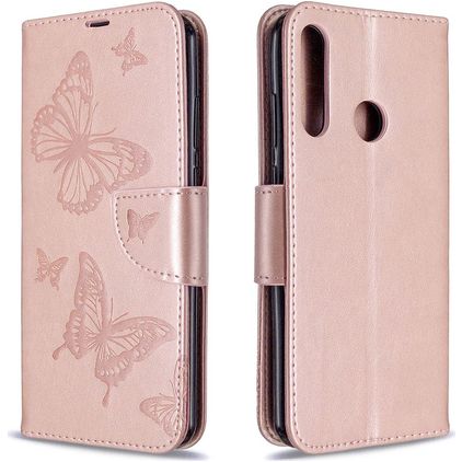 Mobigear Butterfly Huawei Y6p Knížkové pouzdro Peněženka - Růžově zlatá