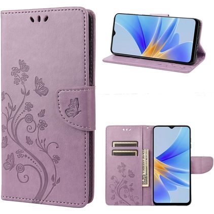 Mobigear Flowers OPPO A17 Capa livro Carteira - Roxo