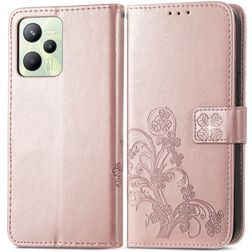 Mobigear Clover Realme C35 Capa livro Carteira - Rosa dourado