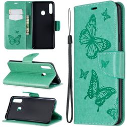 Mobigear Butterfly Samsung Galaxy A20s Plånboksfodral med sedelfack - Turkos