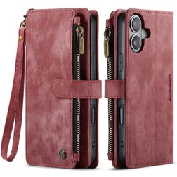 CaseMe C30 iPhone 17 Plånboksfodral med sedelfack - Röd
