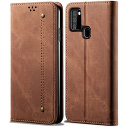 Mobigear Denim Slim Samsung Galaxy A21s Wallet case - Brown