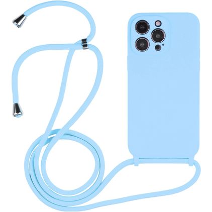 Mobigear Lanyard iPhone 15 Pro Max Silicone Cover con cordino - Blu