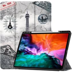 Mobigear Tri-Fold Gel iPad Pro 12,9 tommer (2022) TPU / Kunstlæder Pungetui + Stylus-holder - Eiffel Tower