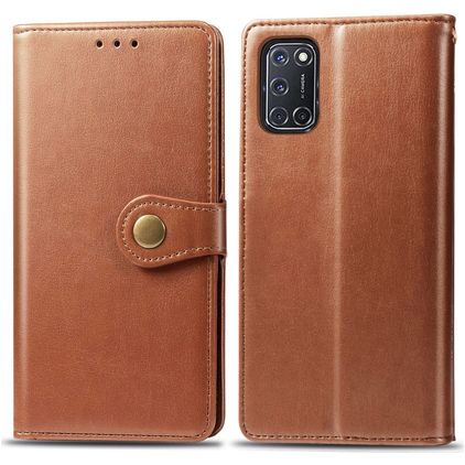Mobigear Snap Button OPPO A52 Wallet case - Cognac