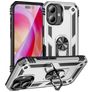 Mobigear Armor Ring iPhone 16 Plus Plástico rígido Capa traseira Antichoque com anel - Prateado