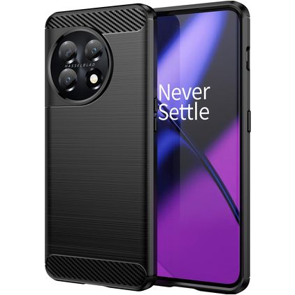 Mobigear Brushed OnePlus 11 TPU flexível Capa traseira - Preto