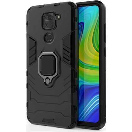 Mobigear Armor Ring Xiaomi Redmi Note 9 Hardcase Back cover Antiurto con anello - Nero