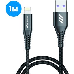 Mobigear Nylon Cable USB-A a Apple Lightning MFI 1 m - Negro