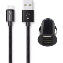 Mobigear Essentials Dual USB Ładowarka samochodowa Micro USB 1 m 12W 2,4A - Czarny