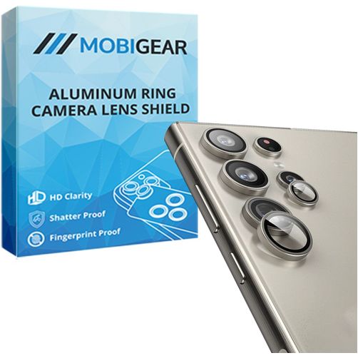 Mobigear Single Samsung Galaxy S24 Ultra Vidro temperado Protetor de lentes da câmara - Compatível com capas - Cinzento
