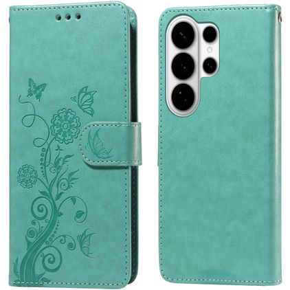 Mobigear Flowers Samsung Galaxy S26 Ultra Knížkové pouzdro Peněženka - Zelená