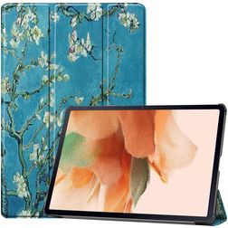 Mobigear Tri-Fold Samsung Galaxy Tab S7 FE Wallet case - Almond Blossoms