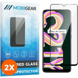 Mobigear Premium Realme C21Y Cristal templado Protector de pantalla - Compatible con fundas - Negro (pack de 2)