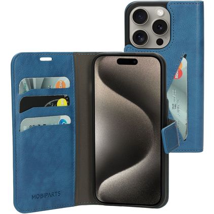 Mobiparts Classic Wallet iPhone 15 Pro Wallet case - Steel Blue