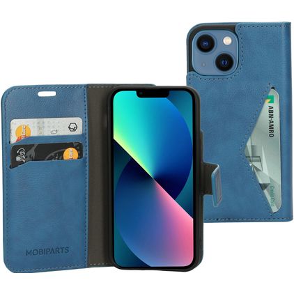 Mobiparts Classic Wallet iPhone 13 Mini Lompakkokotelo + Setelitasku - Steel Blue