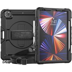 Mobigear SureGrip Xtreme iPad Pro 12,9 cala (2022) Etui Tworzywo sztuczne / Silikon Etui plecki + Uchwyt na rysik + Pasek na ramię + Podstawka - Czarny
