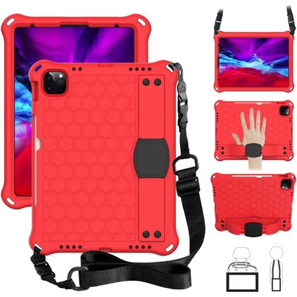 Mobigear Ruggedized iPad 10 (2022) EVA foam Back cover + Stylus Holder + Shoulder Strap + Stand - Red