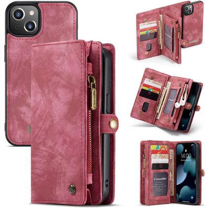 CaseMe 008 iPhone 13 Mini Cover a libro 2 in 1 con guscio estraibile a portafoglio - Rosso