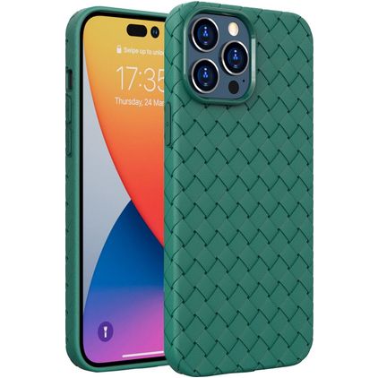 Mobigear Woven iPhone 14 Pro Max Elastyczne TPU Etui plecki - Zielony