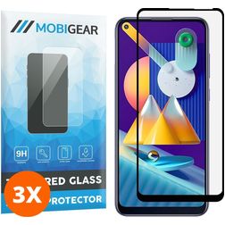 Mobigear Premium Samsung Galaxy M11 Tempered Glass Screen Protector - Case Friendly - Black (3-Pack)