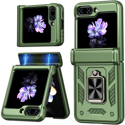 Mobigear Armor ring Samsung Galaxy Z Flip 6 Plástico rígido Capa traseira Antichoque com anel - Verde
