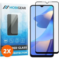 Mobigear Premium OPPO A16s Tempered Glass Screen Protector - Case Friendly - Black (2-Pack)