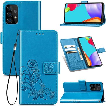 Mobigear Clover Samsung Galaxy A52 Lompakkokotelo + Setelitasku - Sininen