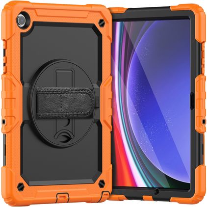 Mobigear SureGrip Xtreme Samsung Galaxy Tab A9 Plus (2023) Kova muovi / Silikoni Suojakuori + Olkahihna + Teline - Oranssi