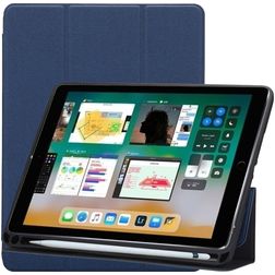 Mobigear Tri-Fold Gel iPad 5 (2017) TPU / Keinonahka Lompakkokotelo + Kynänpidike - Tummansininen